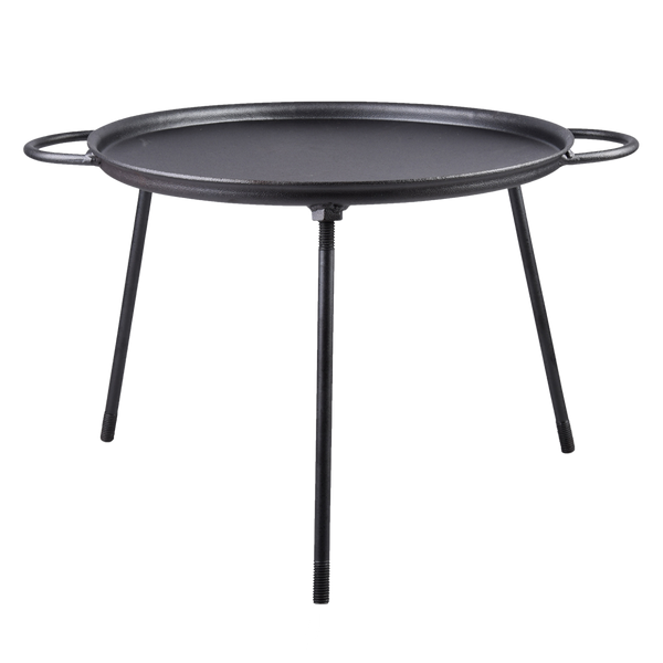 Gietijzeren pizzabakplaat op drie poten