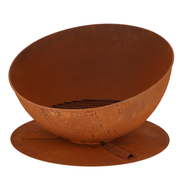 Vuurschaal schuin op schijf roest