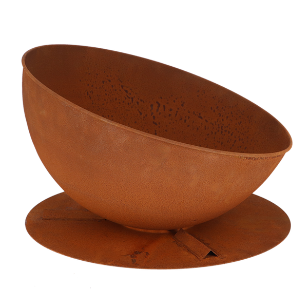 Vuurschaal schuin op schijf roest