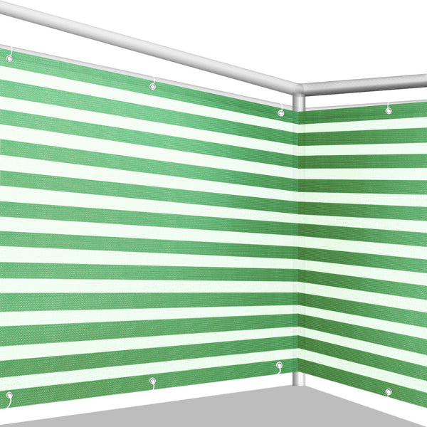 Balkonafscherming groen/wit streep 90x500cm