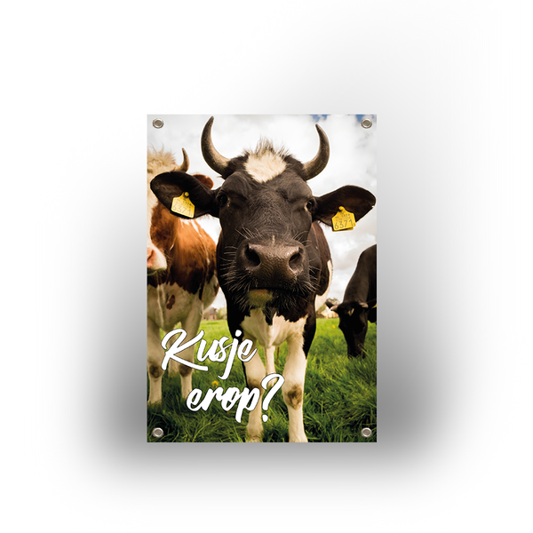 Tuinposter - Koe kusje erop - 100x70cm