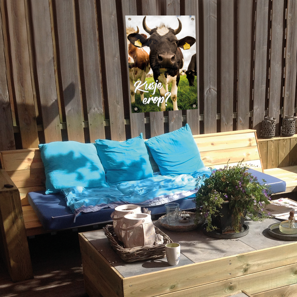 Tuinposter - Koe kusje erop - 100x70cm