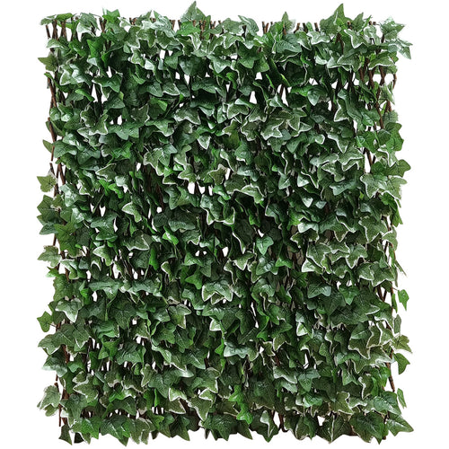 Balkonscherm Wilgenlatwerk met textiele bladeren 132x55cm